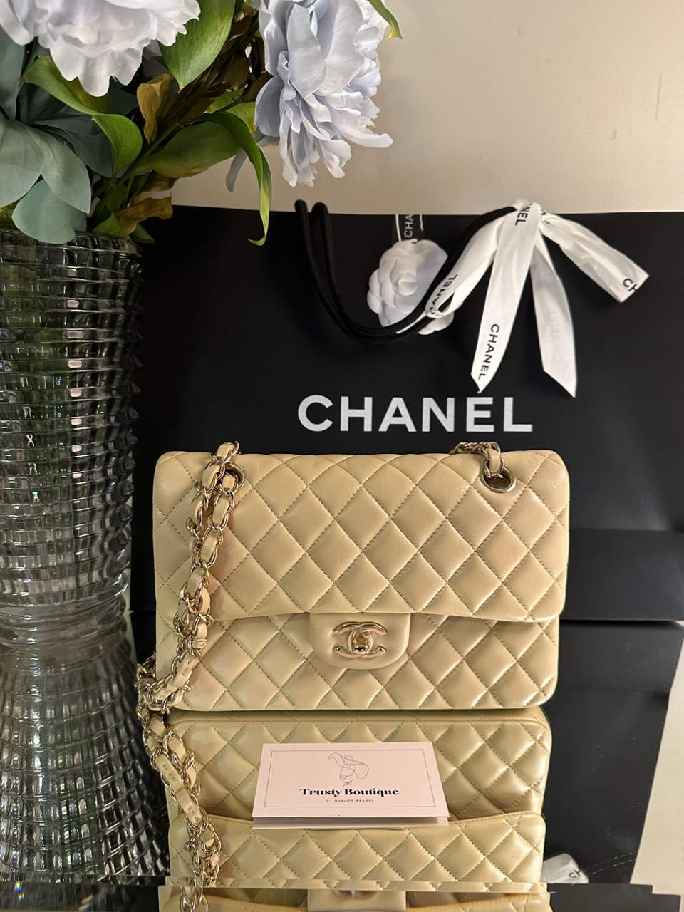 2002 Vintage Chanel Coco Handle Small Light Beige Lambskin – Adore Adored