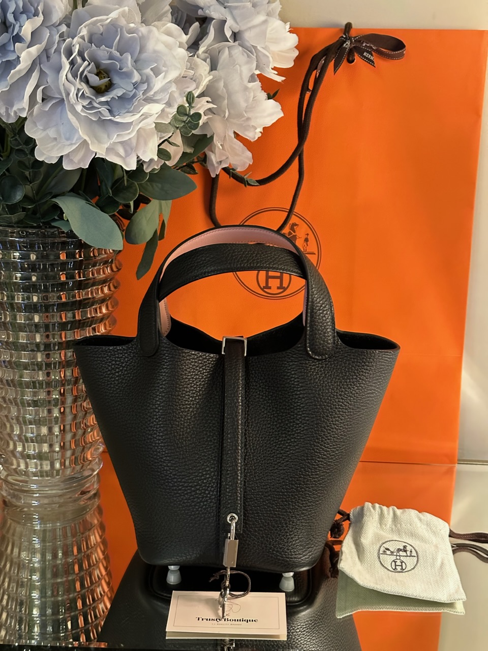Hermes Noir Black Picotin Lock 18 PM Handbag Bag