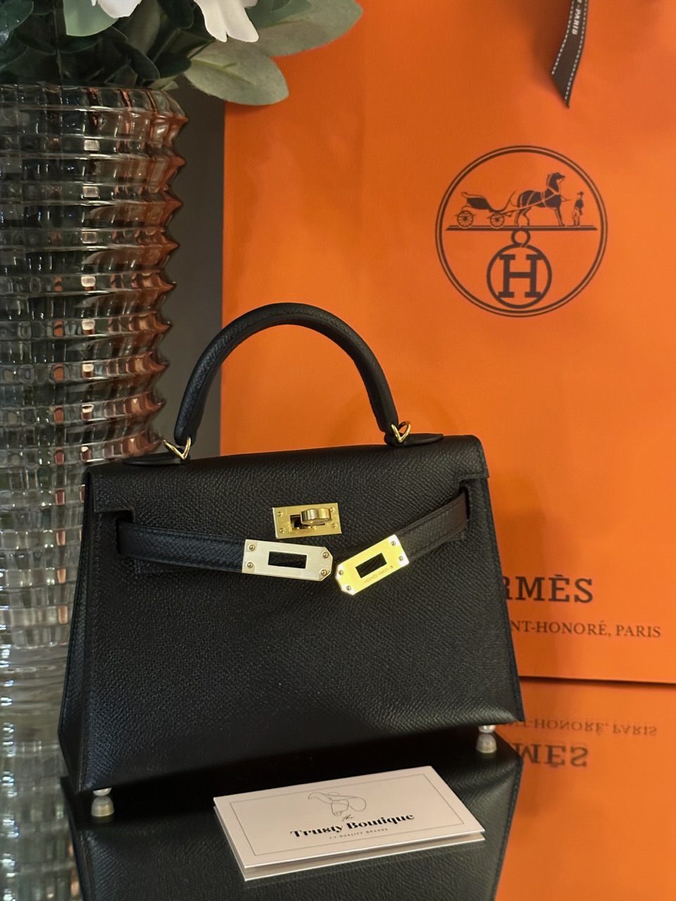 Hermès Black Kelly II Mini in Epsom Leather with Gold Hardware – Trusty