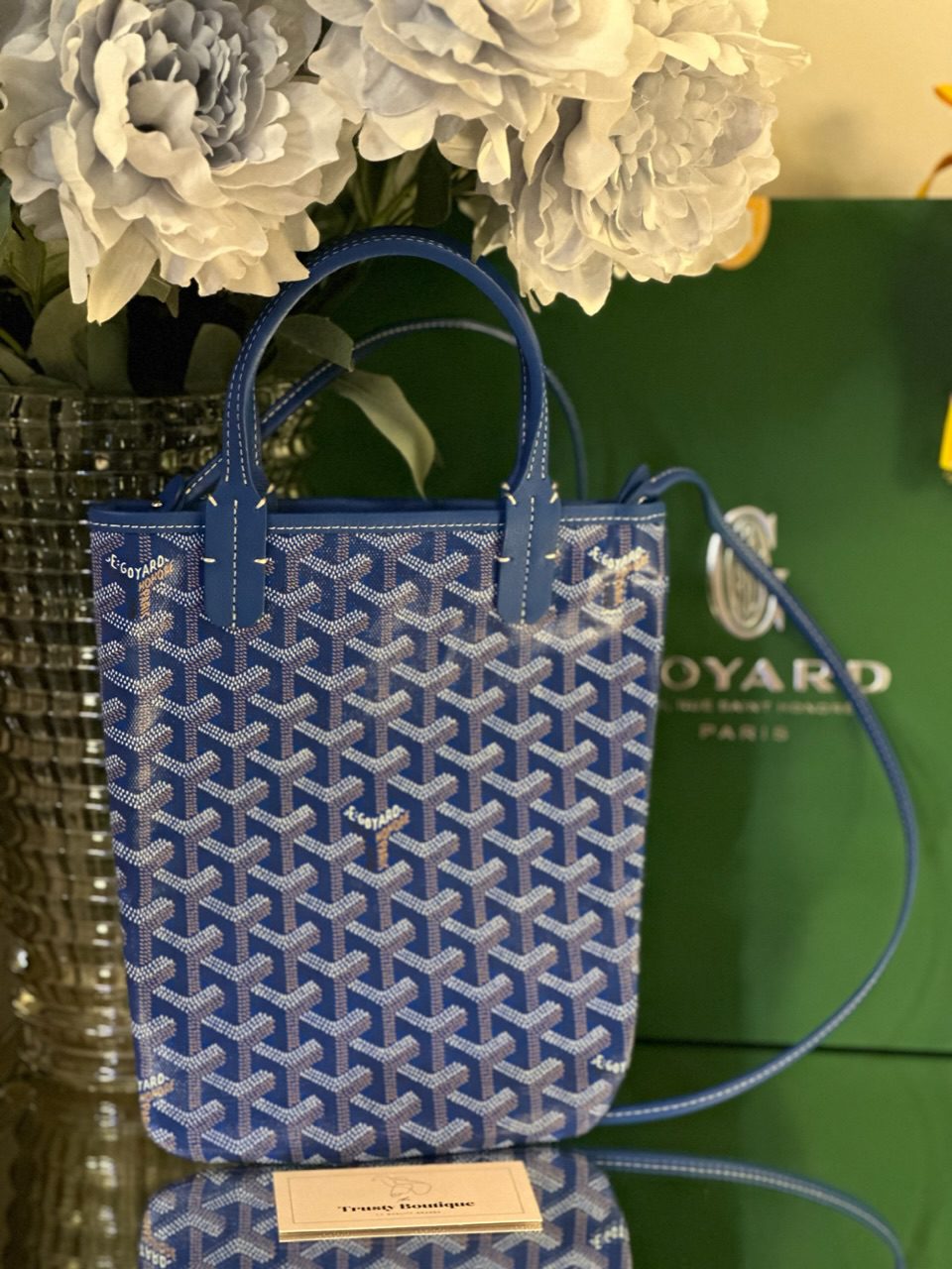 GOYARD Poitiers Claire Voie Shoulder Bag Strap Canvas Turquoise Blue Japan